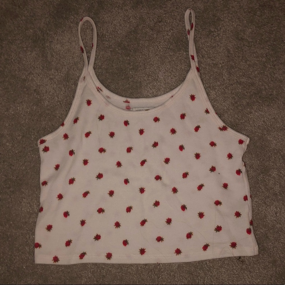 White cropped rose American Eagle tank top